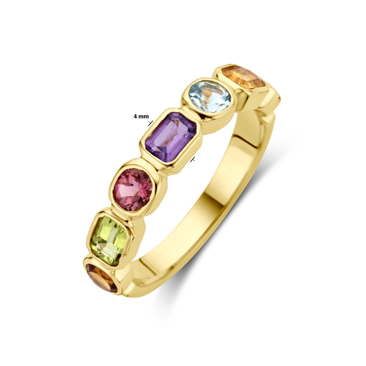 Goldener Damenring – 14k mit Amethyst, Topas, Citrin und Peridot