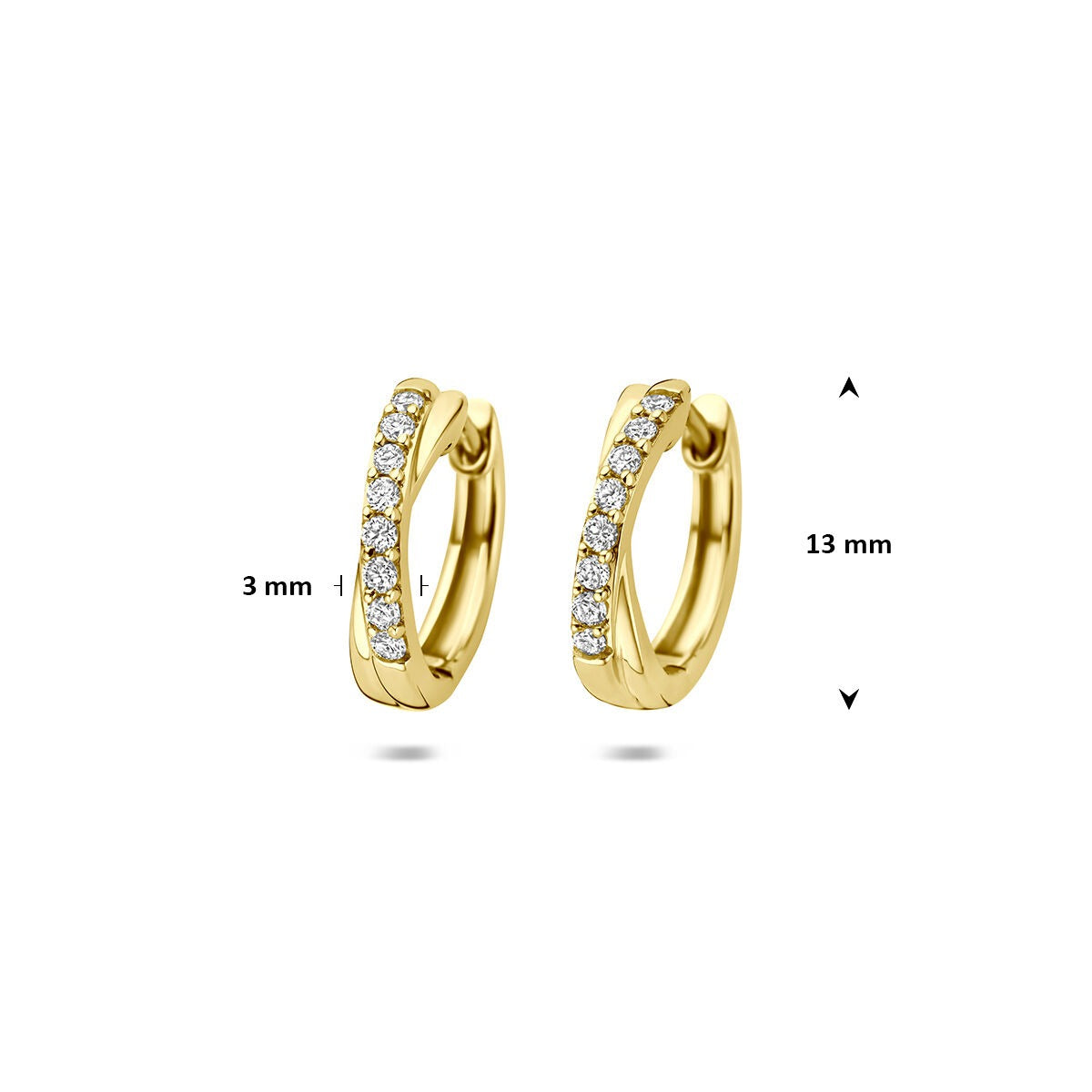 14 Karat Gelbgold Klappcreolen mit im Labor gezüchtetem Diamant 0,20 ct