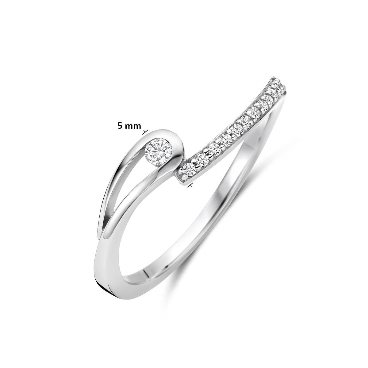 Damenring aus Silber mit Zirkonia – rhodiniertes 925er Silber, Entourage-Fassung