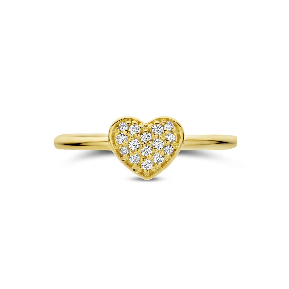 14 Karat Gelbgold Damenring mit Herz und Diamant – 0.10 ct