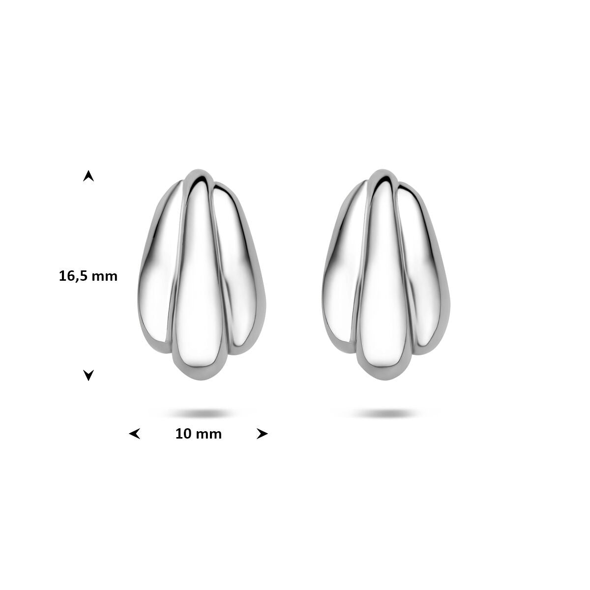 Rhodinierte 925er Silber Ohrstecker 16,5 x 10 mm