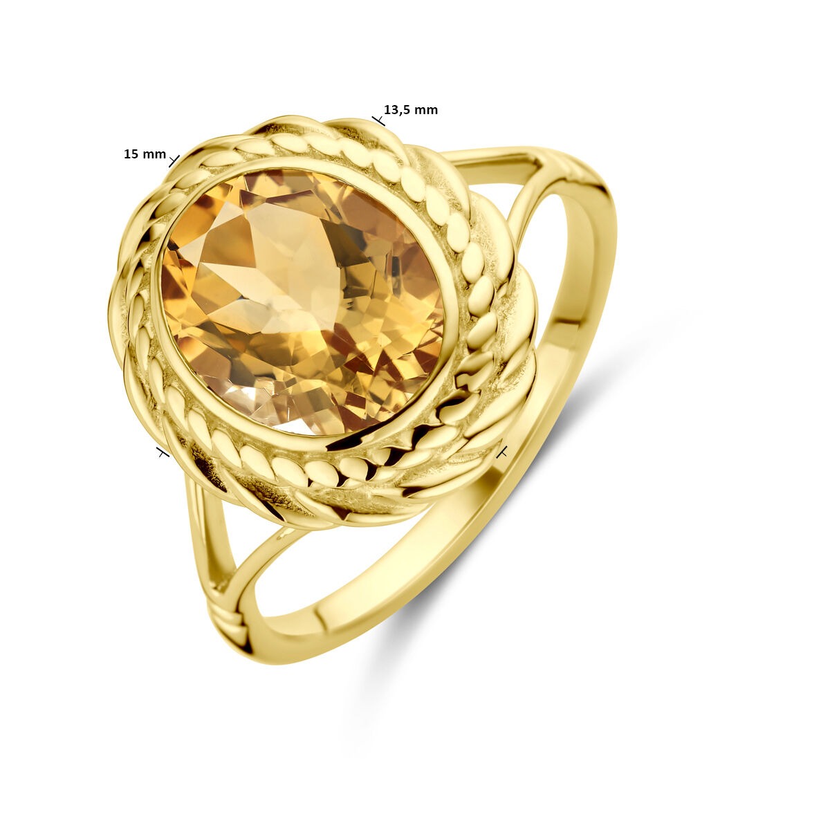 Goldring 14K mit Citrin – Briolette-Schliff