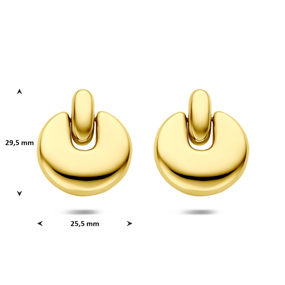Stahl-Damenohrringe, gelbfarbig mit Ionenplattierung, 29,5 mm