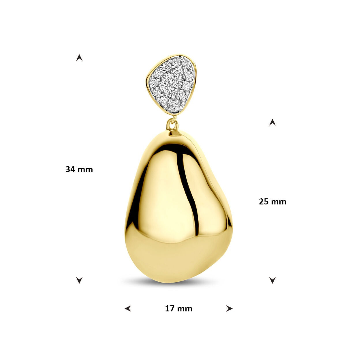 Goldanhänger mit Diamant – 14k Gelbgold, pavé gefasst 0.20ct h si 34 mm