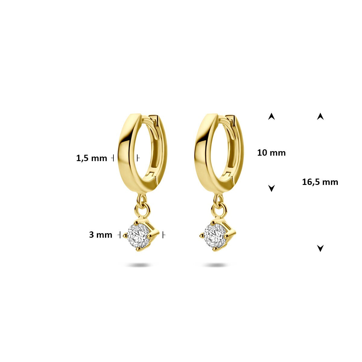 14k Gelbgold Ohrringe mit Zirkonia