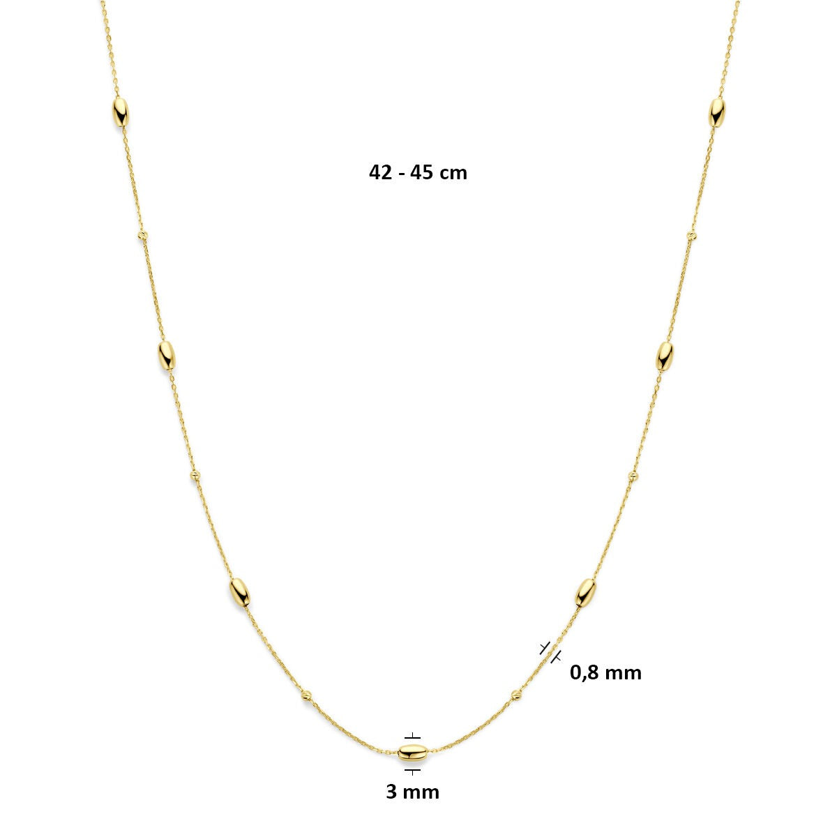 14 Karat Gelbgold Halskette mit Kügelchen und Stabelementen