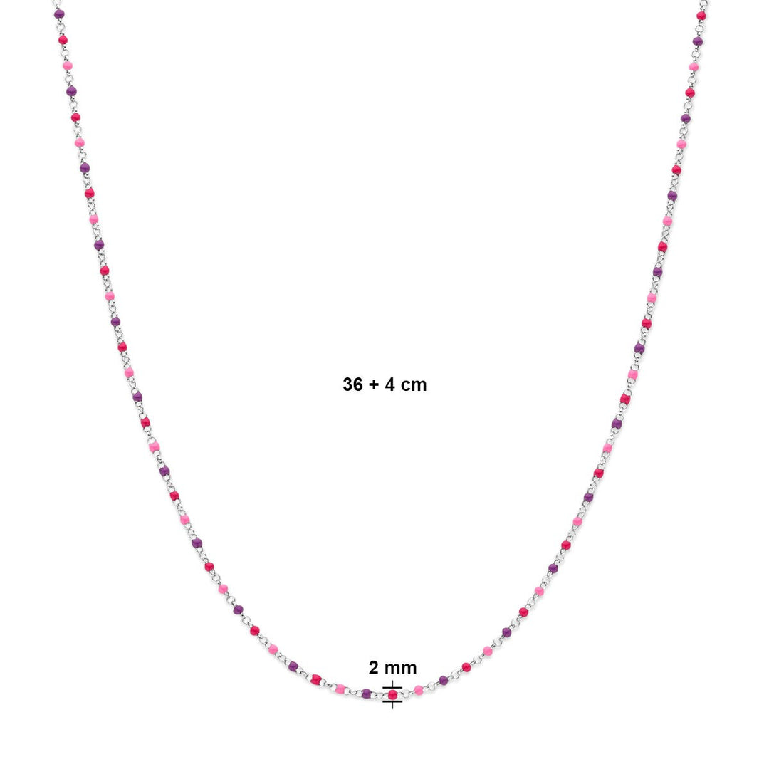 Halskette Kugeln aus farbigem Email 36 + 4 cm Silber rhodiniert