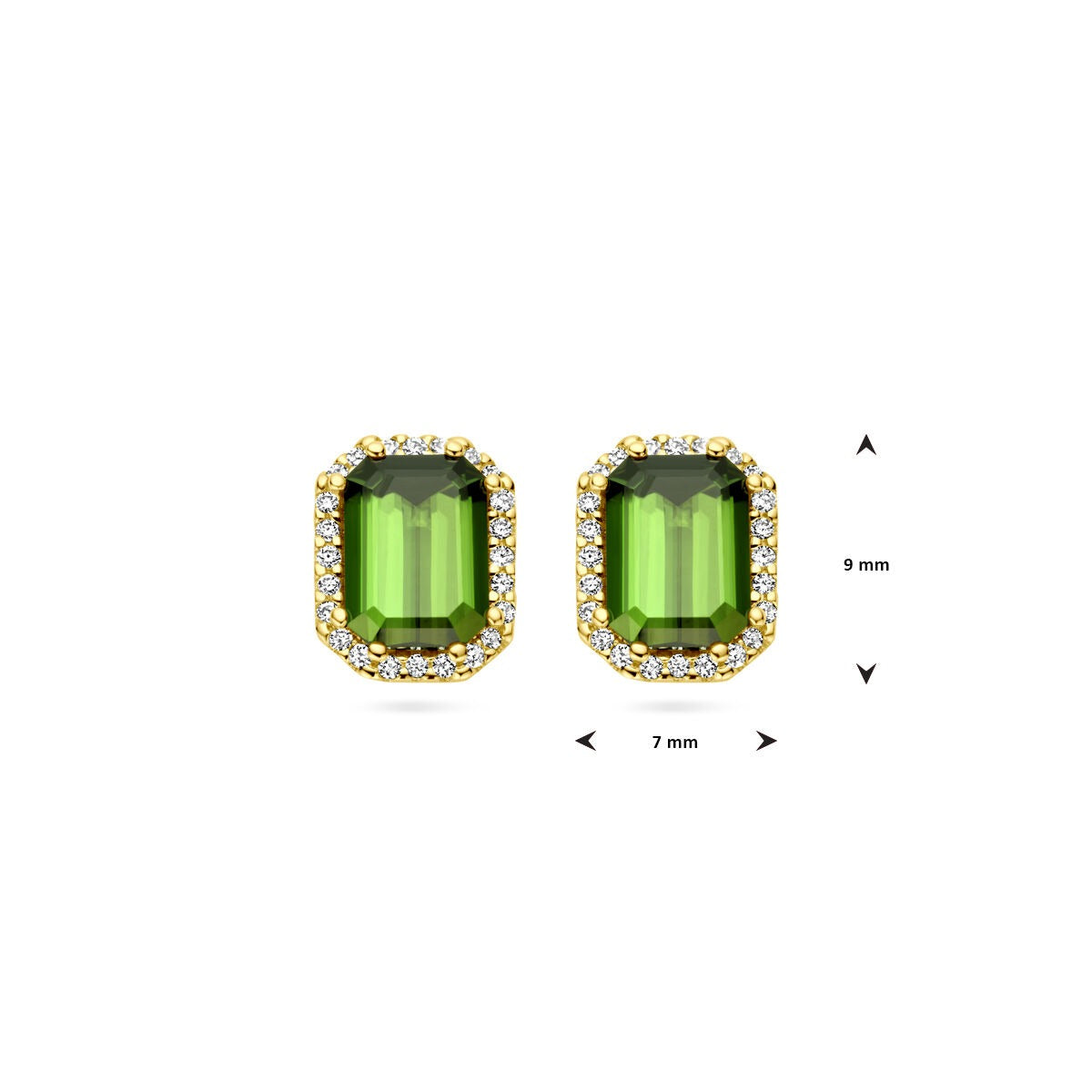 Ohrstecker aus 14 K Gelbgold mit Turmalin und Diamant