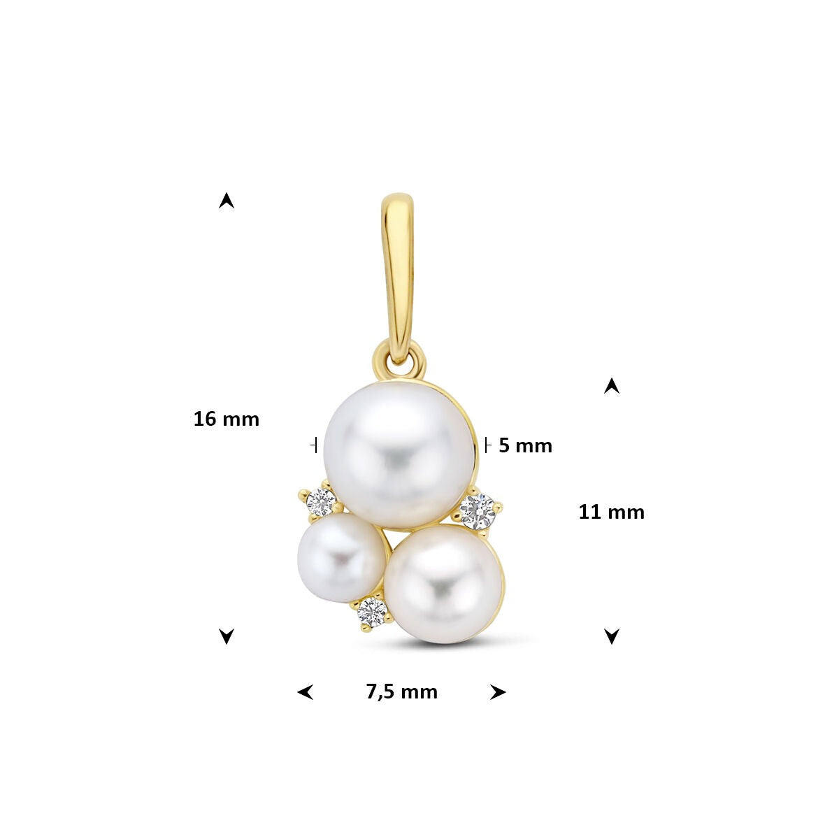 14k Gelbgoldanhänger mit Perle und Zirkonia