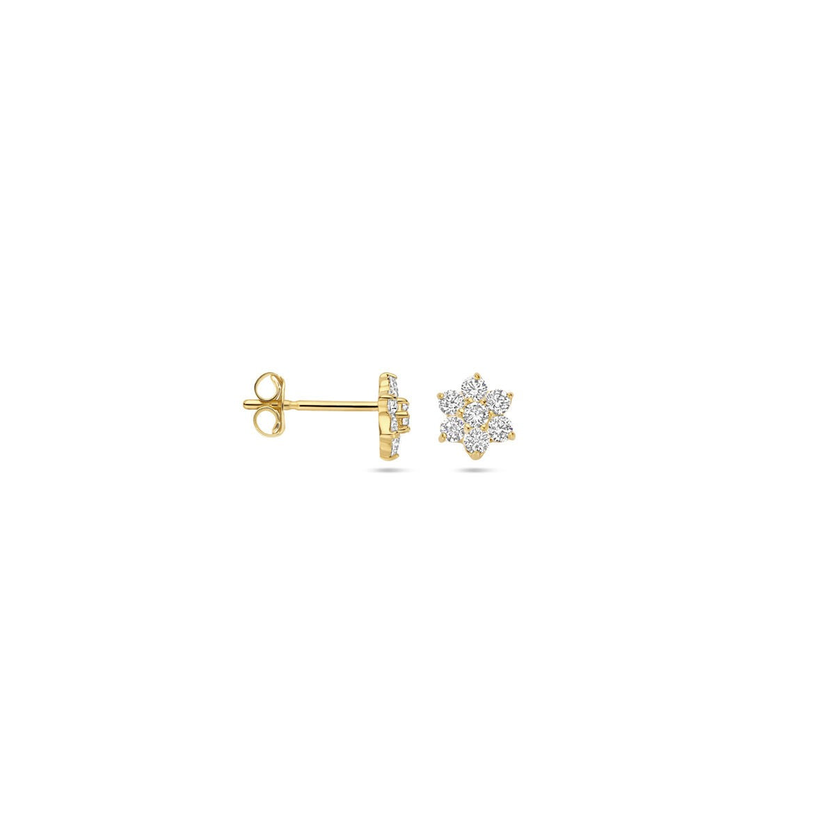 Gelbgoldfarbene Ohrstecker mit Zirkonia – 9 Karat