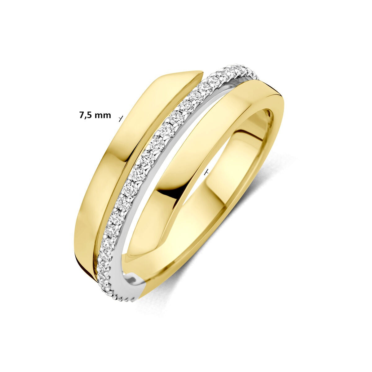 14K zweifarbiger Goldring mit Diamant 0,21 ct