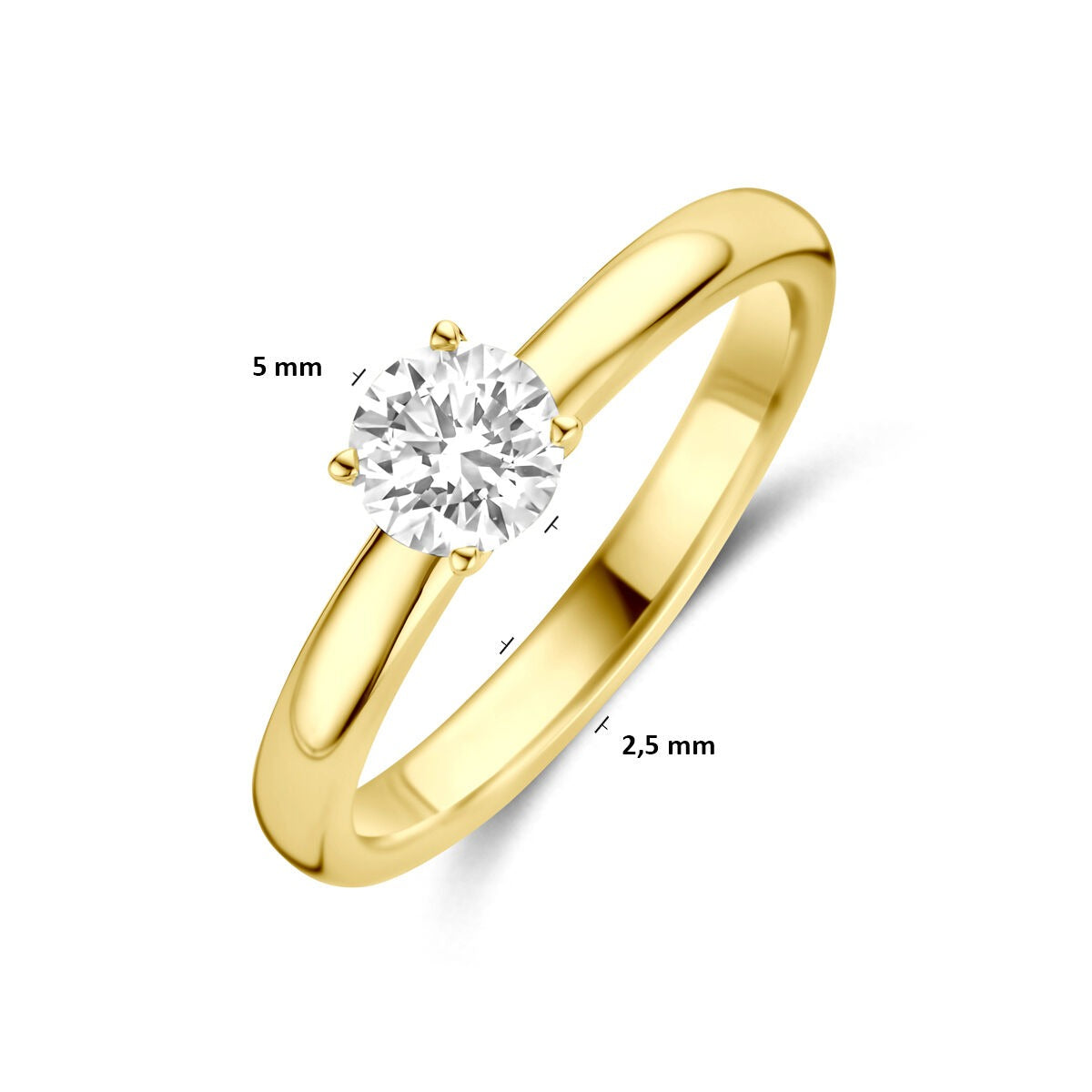 Goldener Damenring mit Labordiamant – 14k Gelbgold