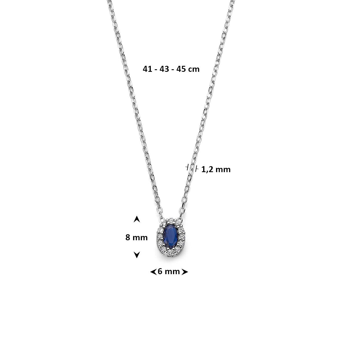Silberne Halskette mit Saphir und Zirkonia – rhodiniertes 925er Silber