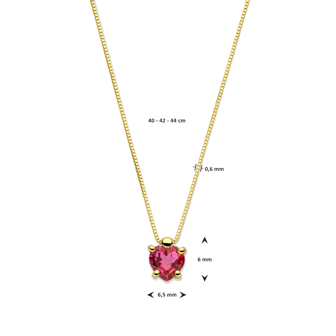 Halskette Herz rosa Topas 40 - 42 - 44 cm 14K Gelbgold