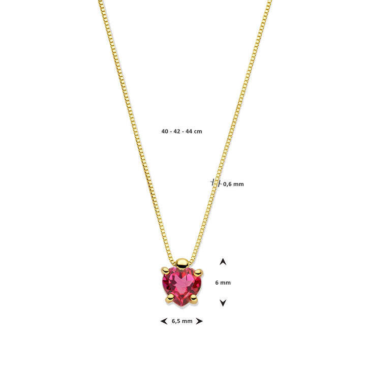 Halskette Herz rosa Topas 40 - 42 - 44 cm 14K Gelbgold