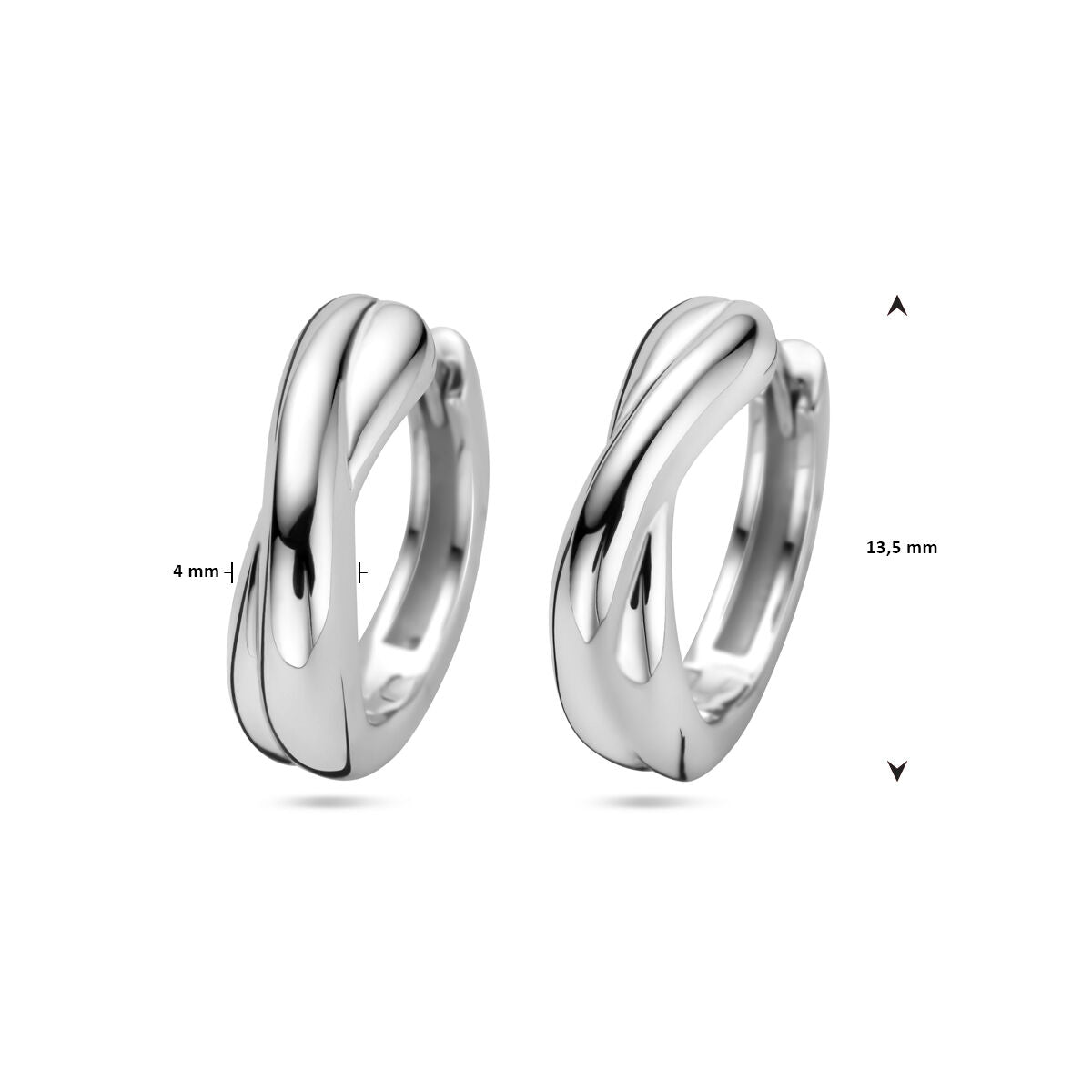 Rhodinierte 925er Silber Klappcreolen – 13.5 mm