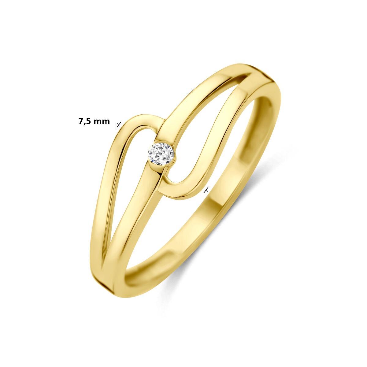 14kt Gelbgoldring mit Zirkonia-Solitär