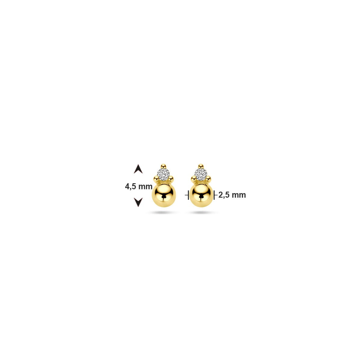 14k Gelbgold Ohrstecker mit Kugel und Diamant