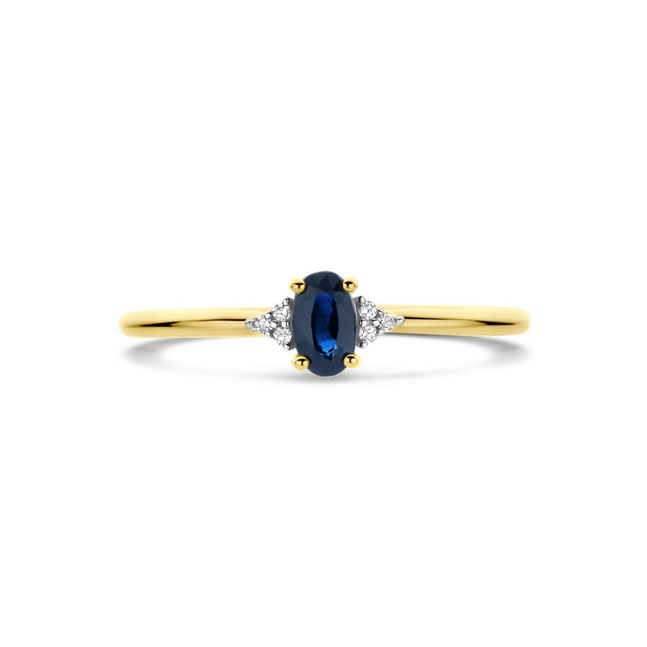 Gouden ring met saffier en diamant – 14k