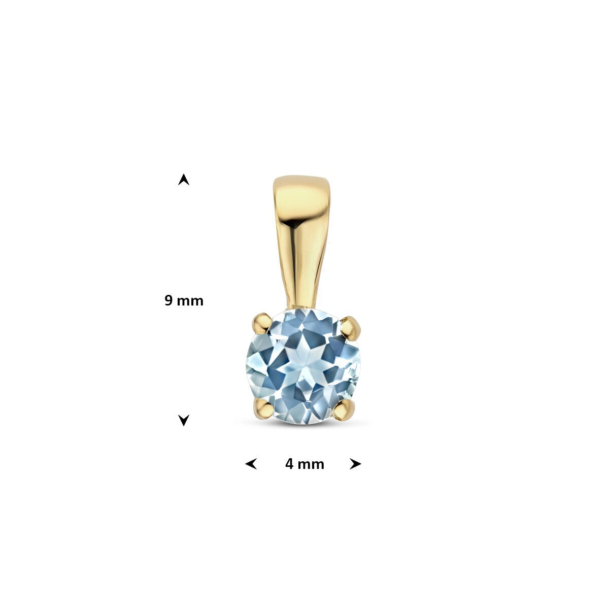14 Karat Gelbgoldanhänger mit blauem Topas
