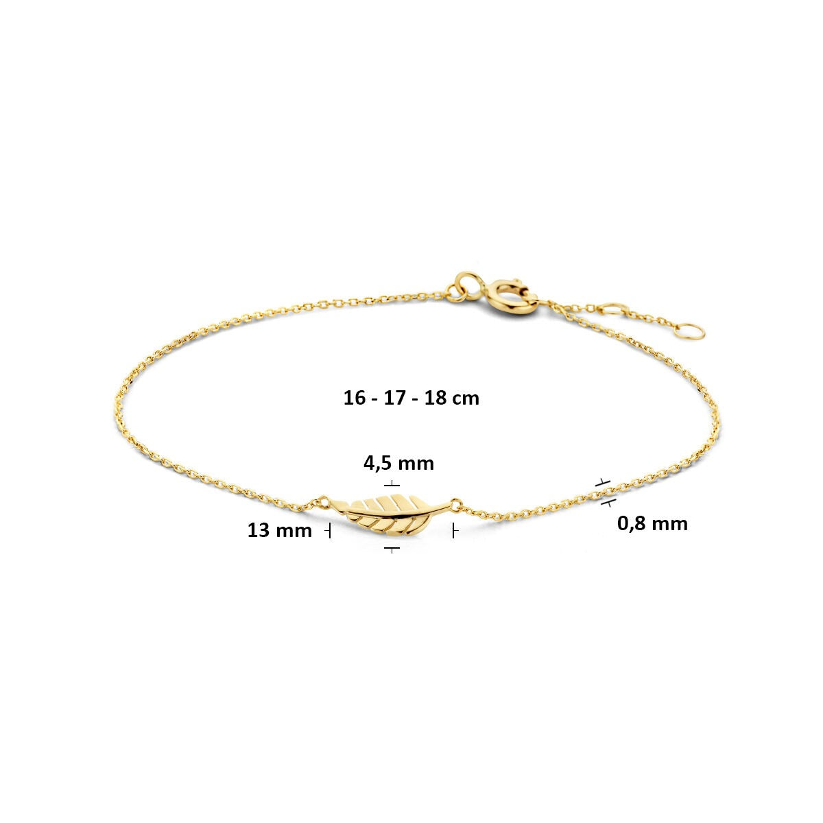 Gelbgoldfarbenes Armband mit Feder – 9 Karat