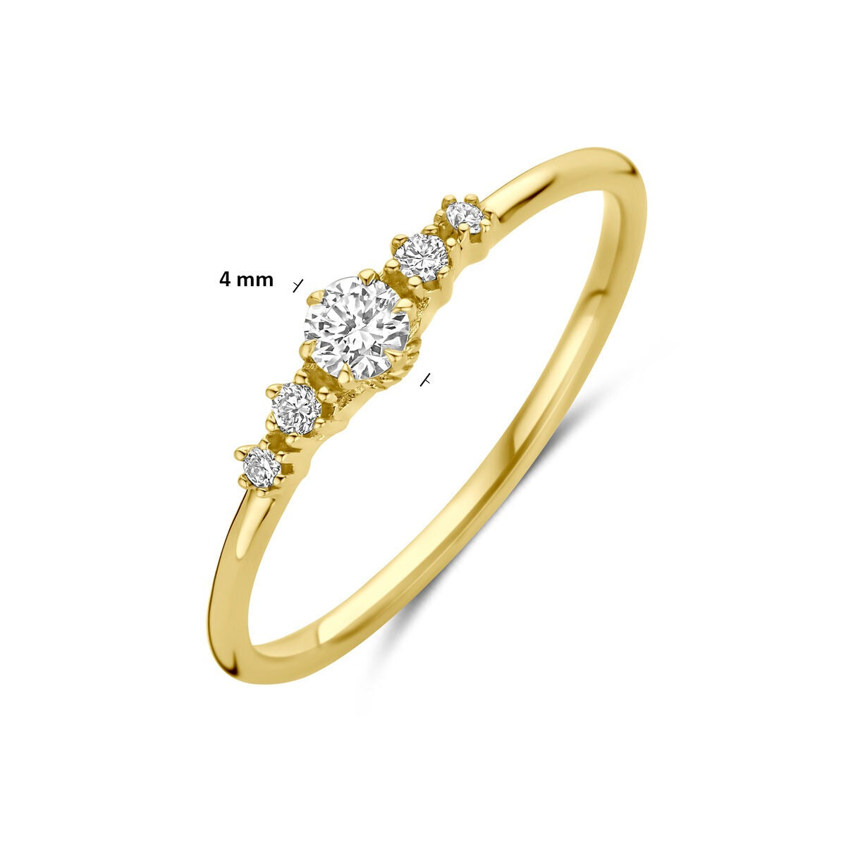 14 K Gelbgoldring mit im Labor gezüchtetem Diamanten