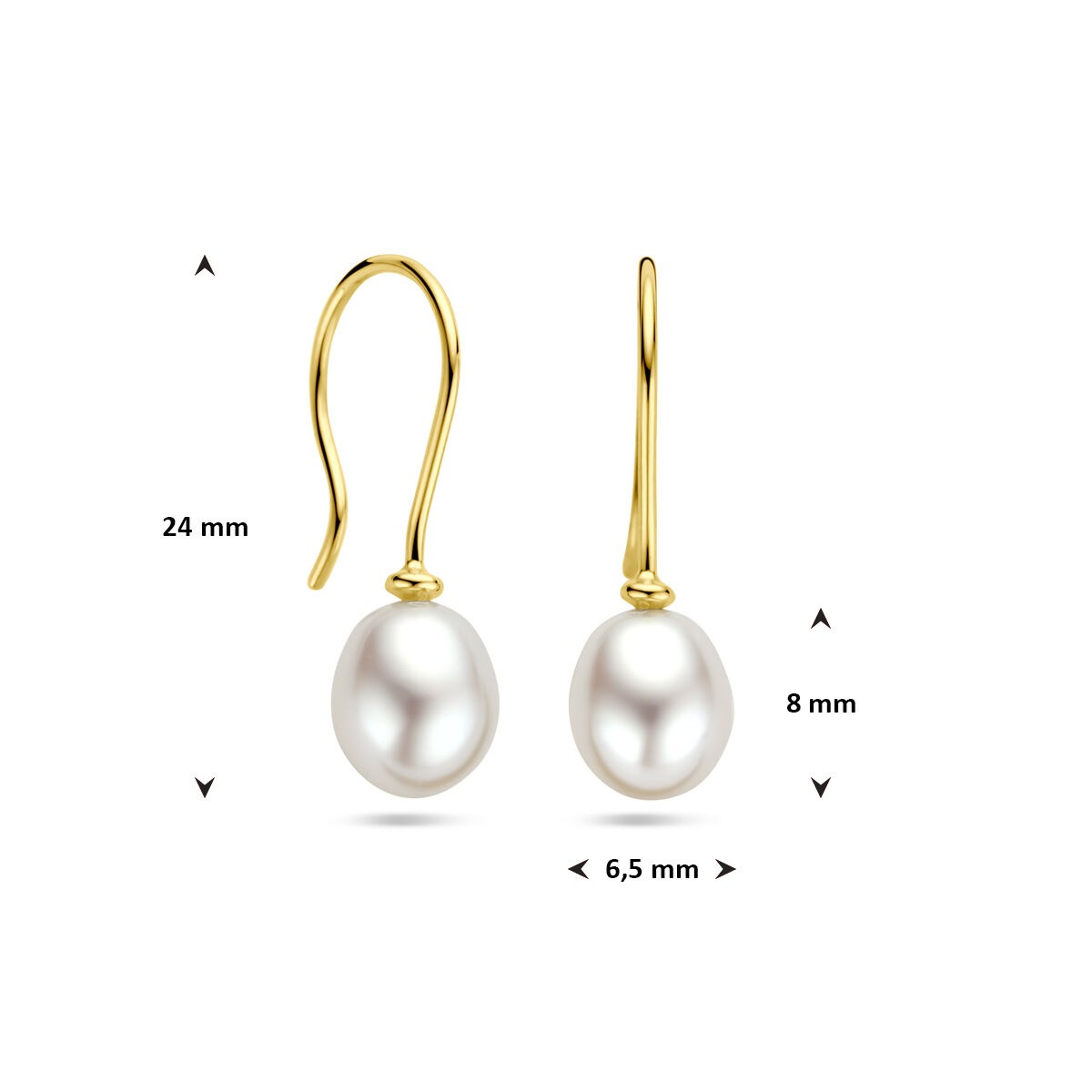9 Karat Gelbgold-Ohrhänger mit Süßwasserperle
