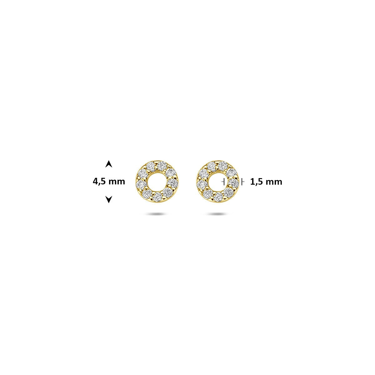 14k Geelgouden oorknoppen met lab grown diamant 0,092 ct