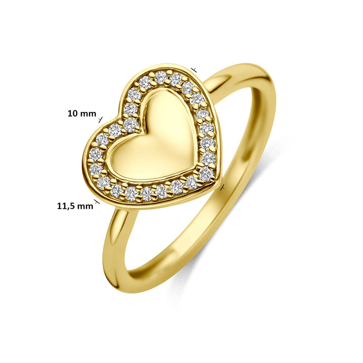 14k Geelgouden hartring met lab grown diamant