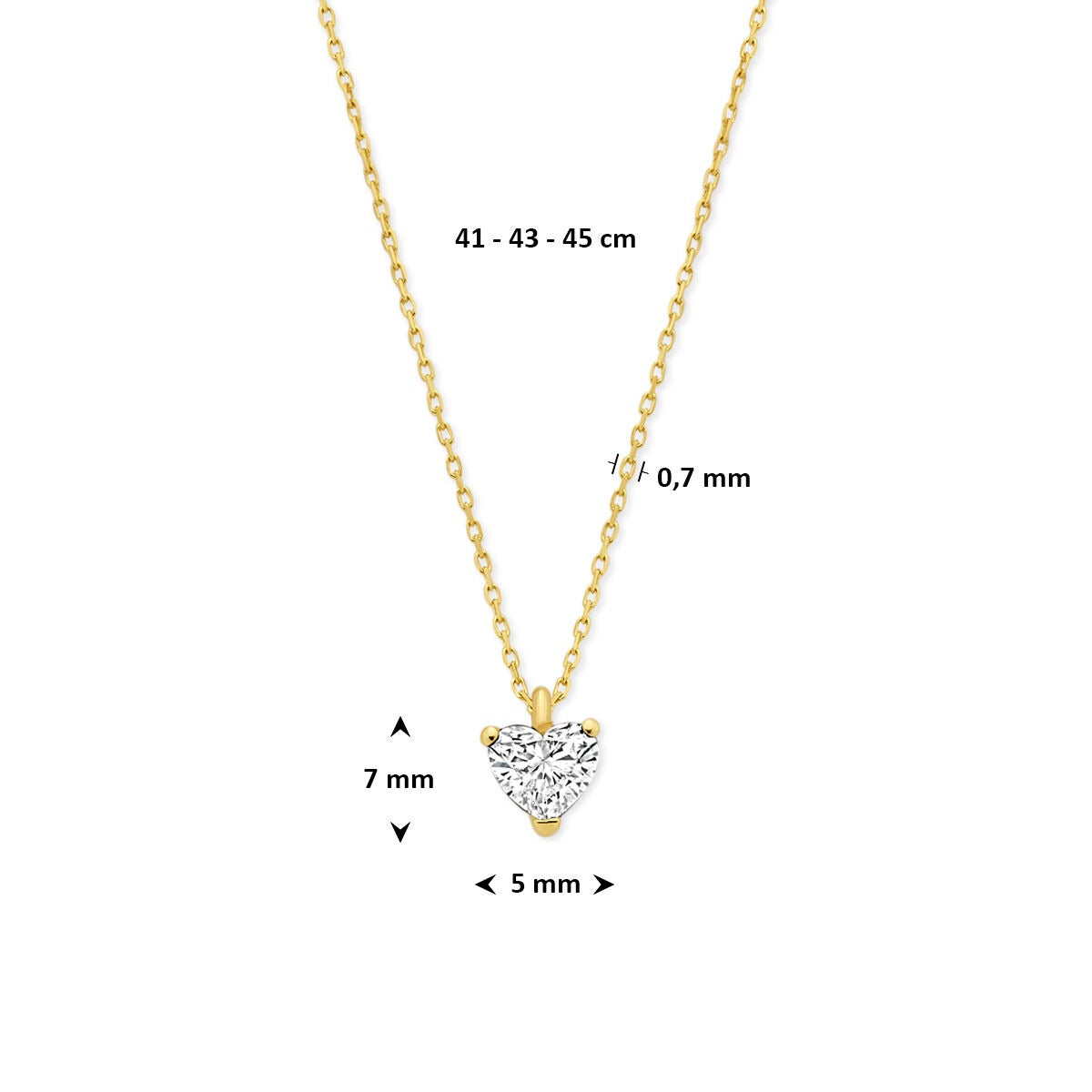 14k Gelbgoldkette mit herzförmigem, im Labor gezüchtetem Diamant 0.30ct