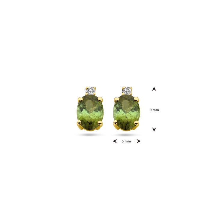 Ohrstecker Turmalin und Diamant 0,04 ct (2x 0,02 ct) h si 14K Gelbgold