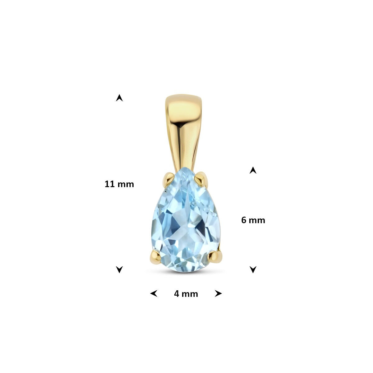 14 Karat Gelbgoldanhänger mit Blauem Topas