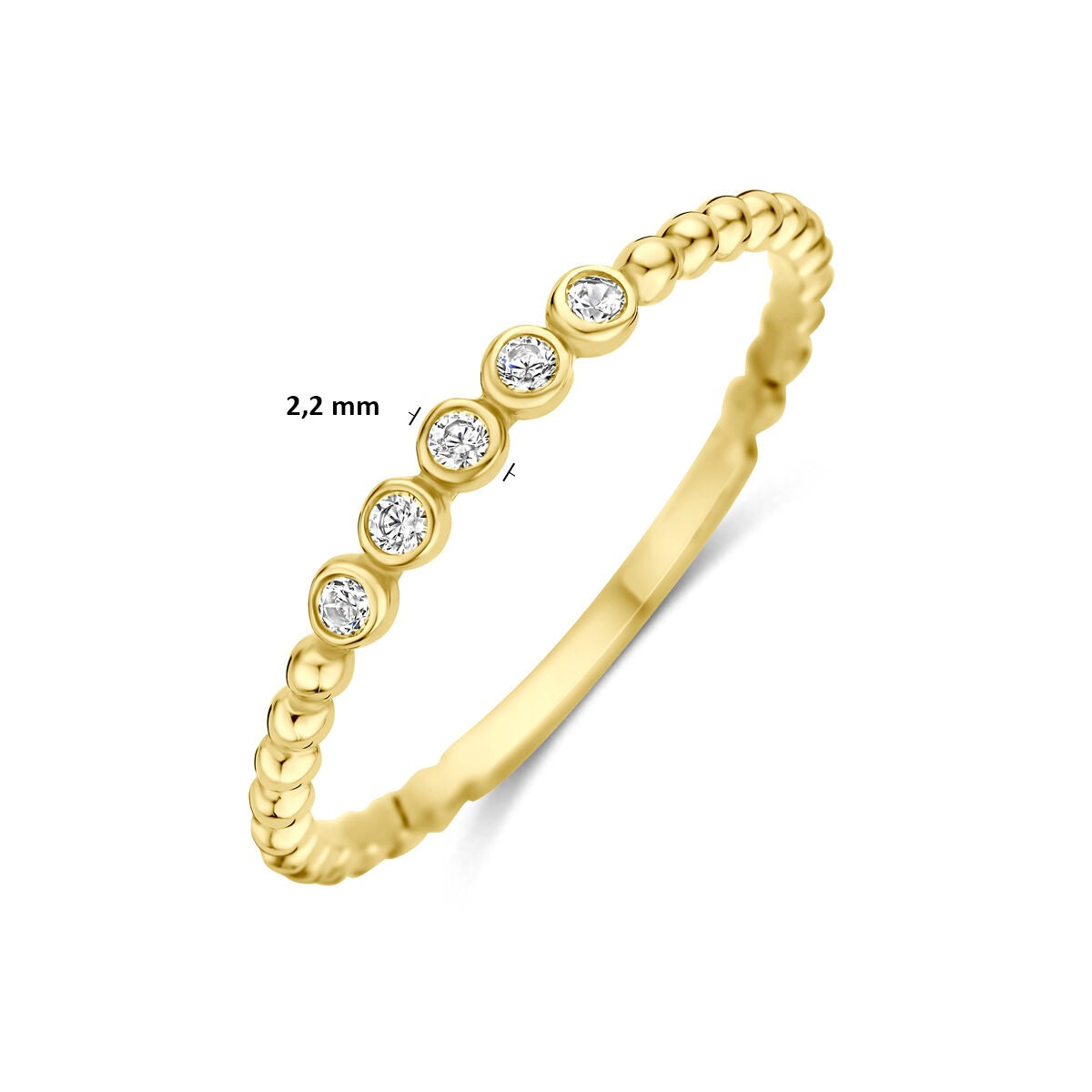 14k Gelbgoldring mit Zirkonia-Entourage