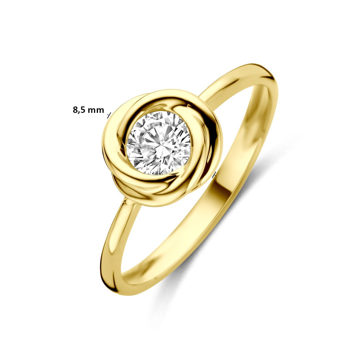 14K Gelbgold Damenring mit Zirkonia – Solitärring im klassischen Design