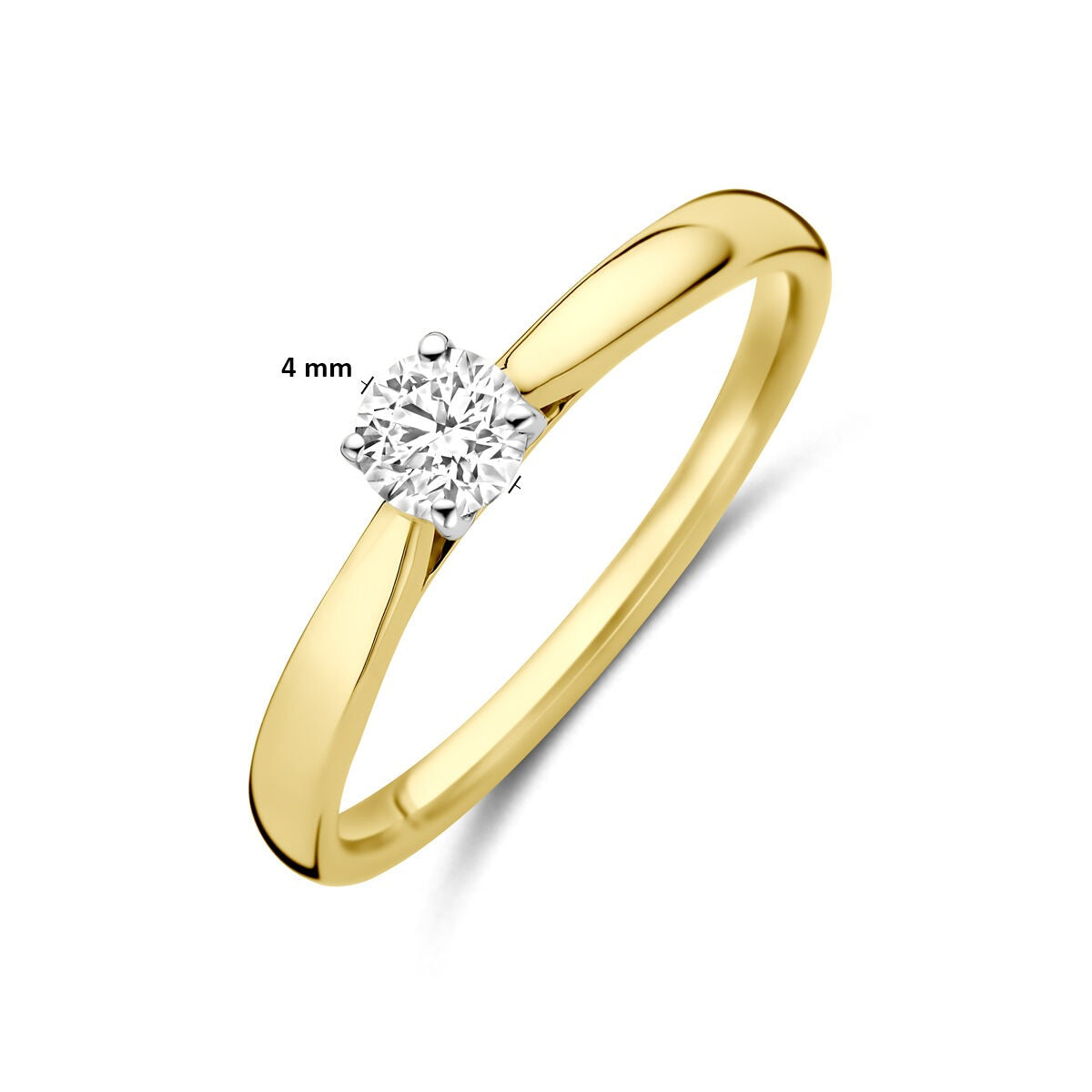 14 Karat Bicolor Gelb- und Weißgoldring mit 0,25 Karat im Labor gezüchtetem Diamanten