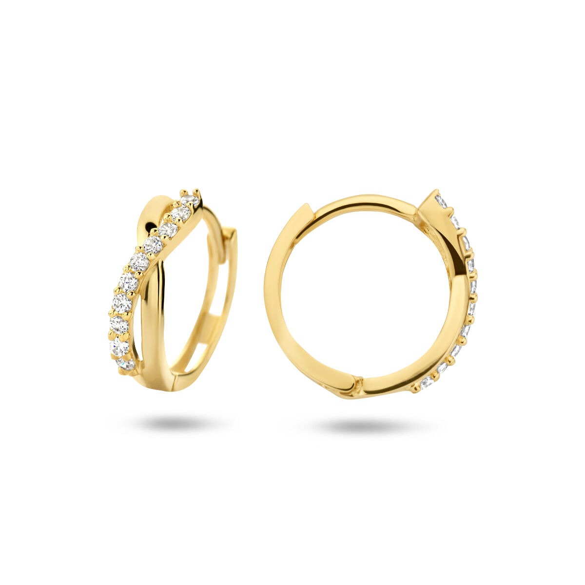 9 Karat Gelbgold-Ohrringe mit Zirkonia