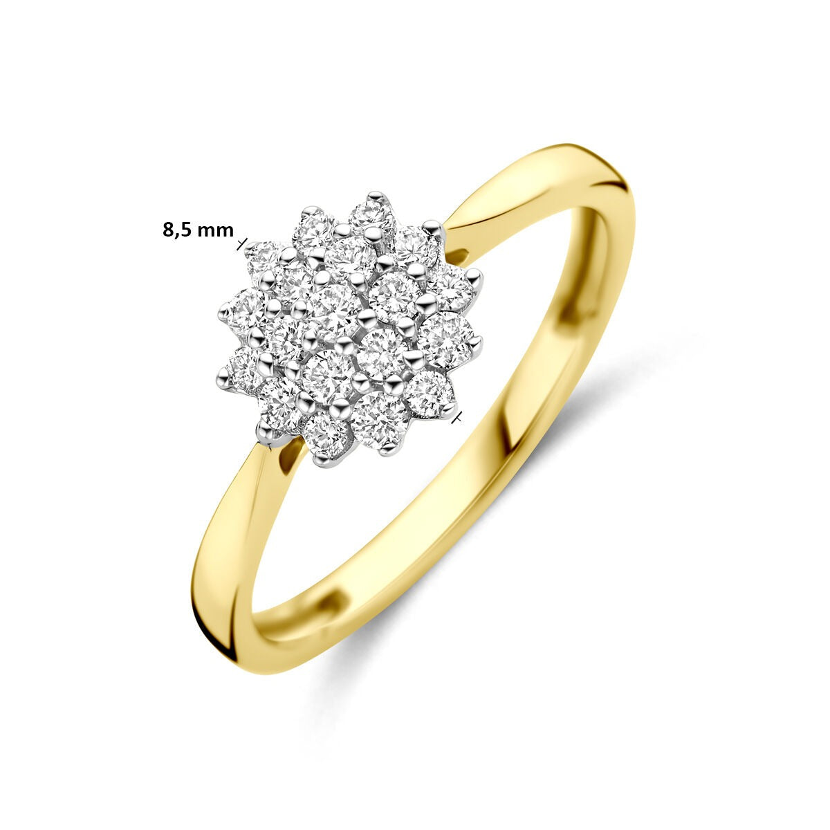 14k Bicolor Gelb- und Weißgoldring mit 0.33ct Labordiamant