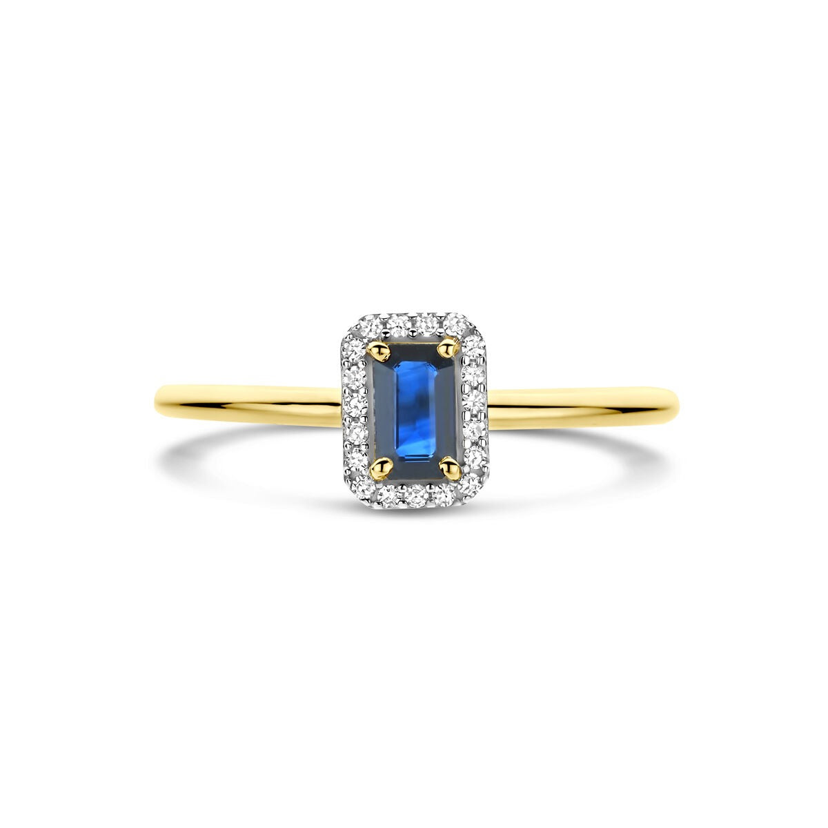 Goldring mit Saphir und Diamant – 14 Karat