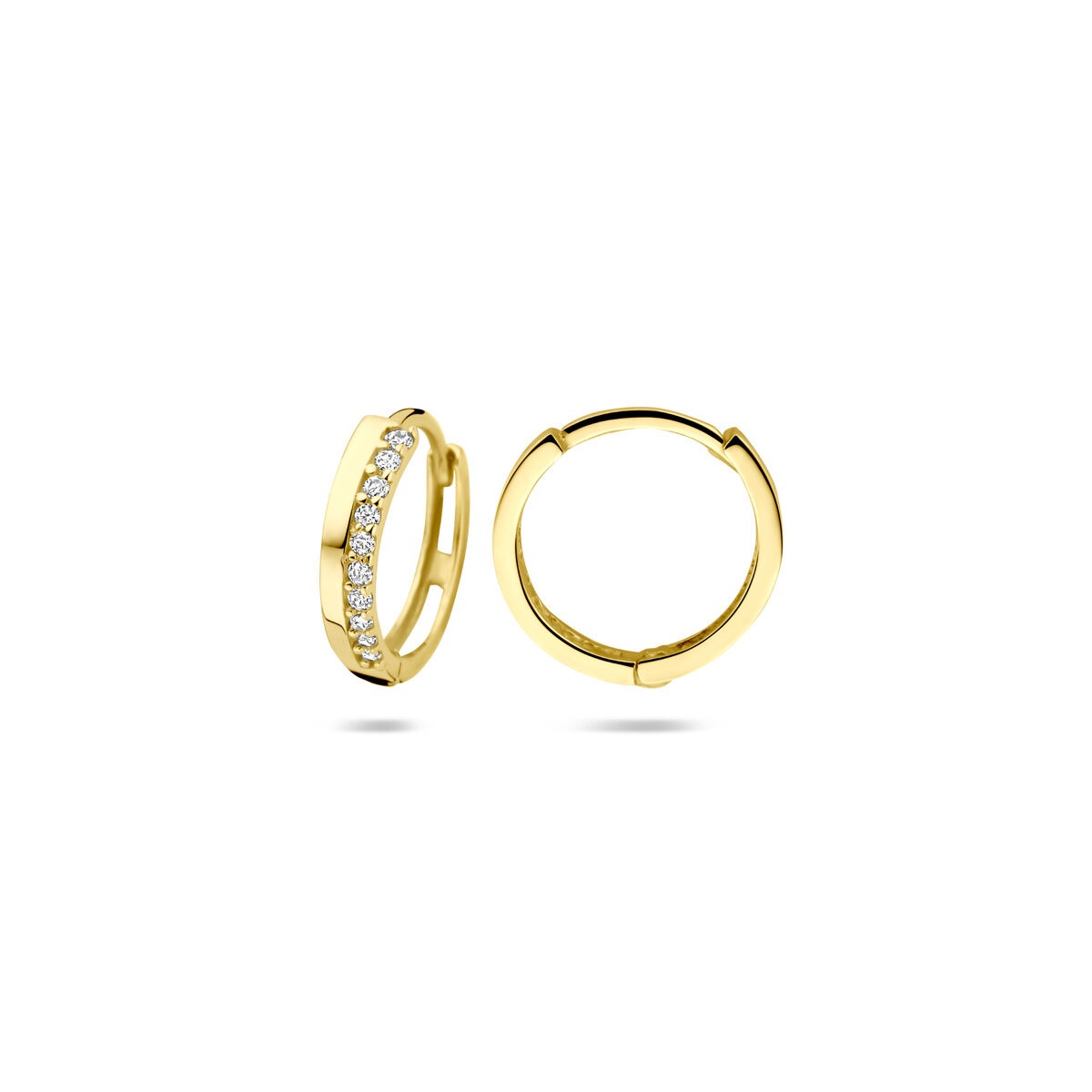 Goldklappcreolen mit Zirkonia – 9k Gelbgoldfarben