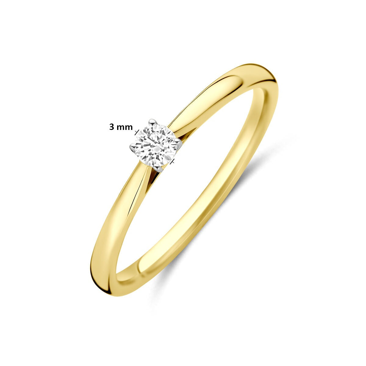 Bicolor-Ring aus 14K Gelb- und Weißgold mit 0,10 Karat Labor-Diamant
