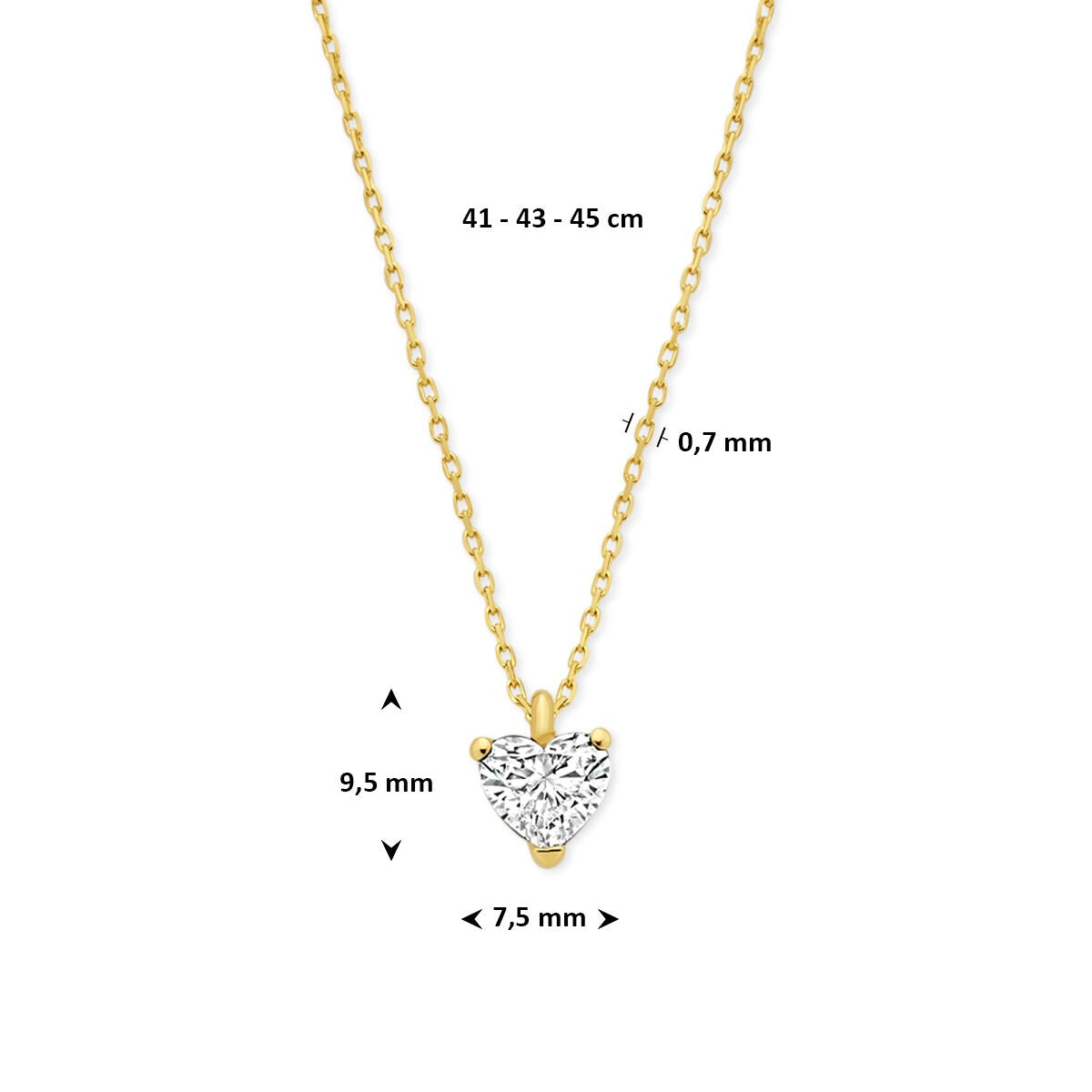 14K Gelbgoldkette mit herzförmigem Labordiamant 1,00ct