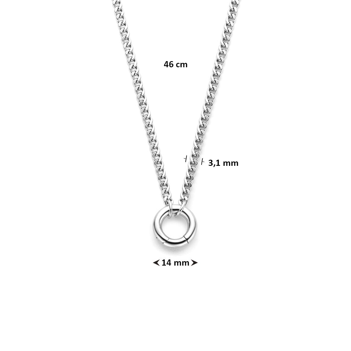 Rhodinierte Ankerkette aus Silber mit rundem Verbinder