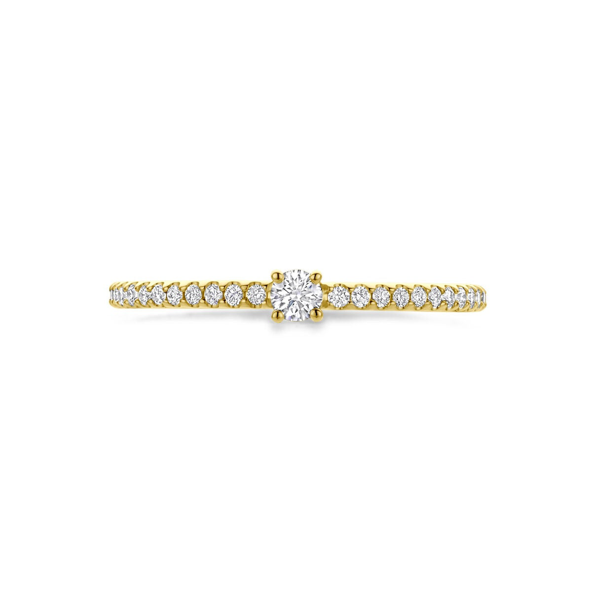 14k Gelbgold Damenring mit Diamant – Solitärfassung