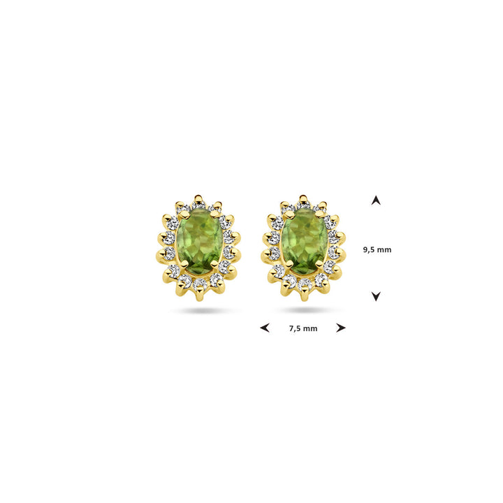 Ohrstecker Turmalin und Diamant 0,22 ct (2x 0,11 ct) h si 14K Gelbgold
