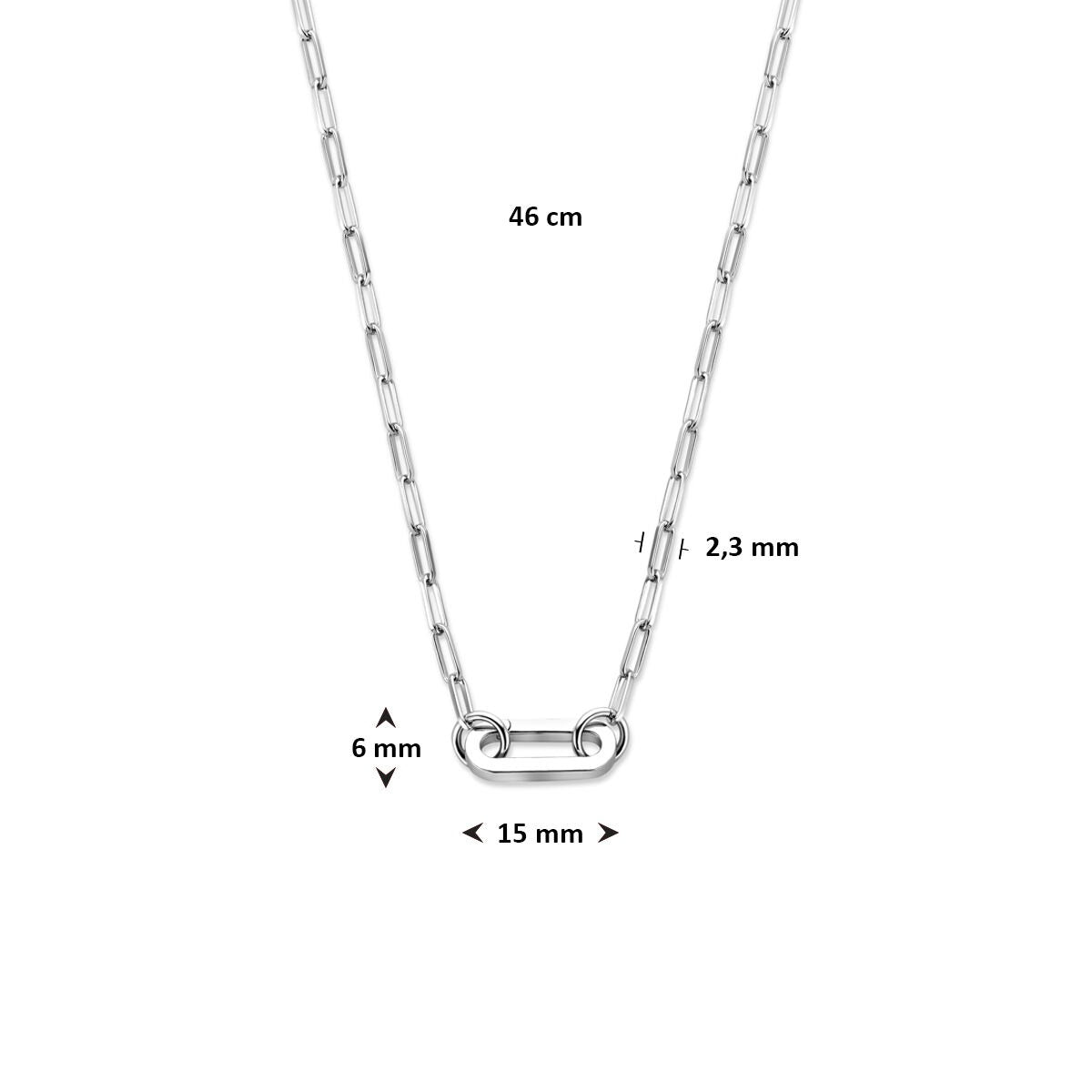 Silberne Büroklammer-Kette mit Verbinder – rhodiniertes 925er Silber