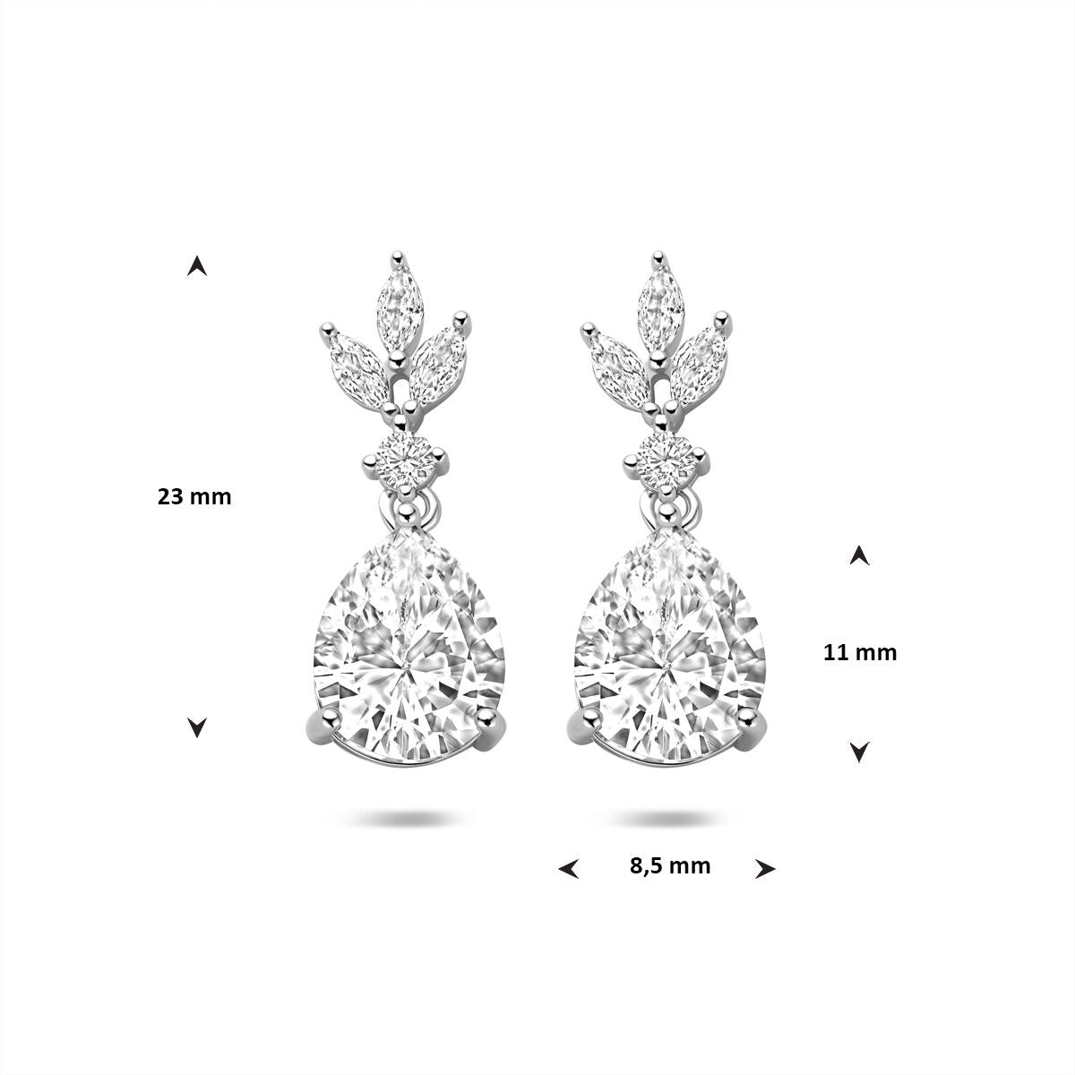Rhodinierte Silberohrringe mit Zirkonia