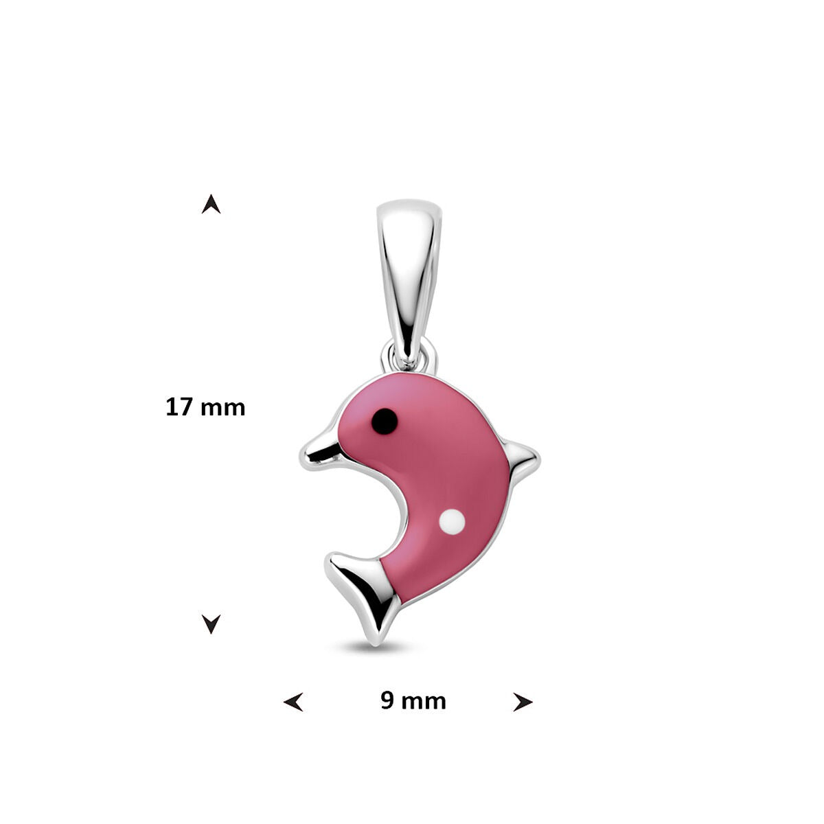 Rhodinierter Kinderanhänger Delfin aus Silber mit Emaille