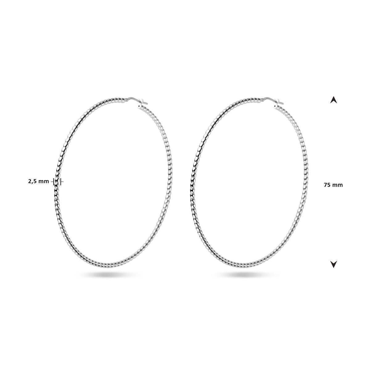 Silberne Creolen – rhodiniertes 925er Silber, 75 mm