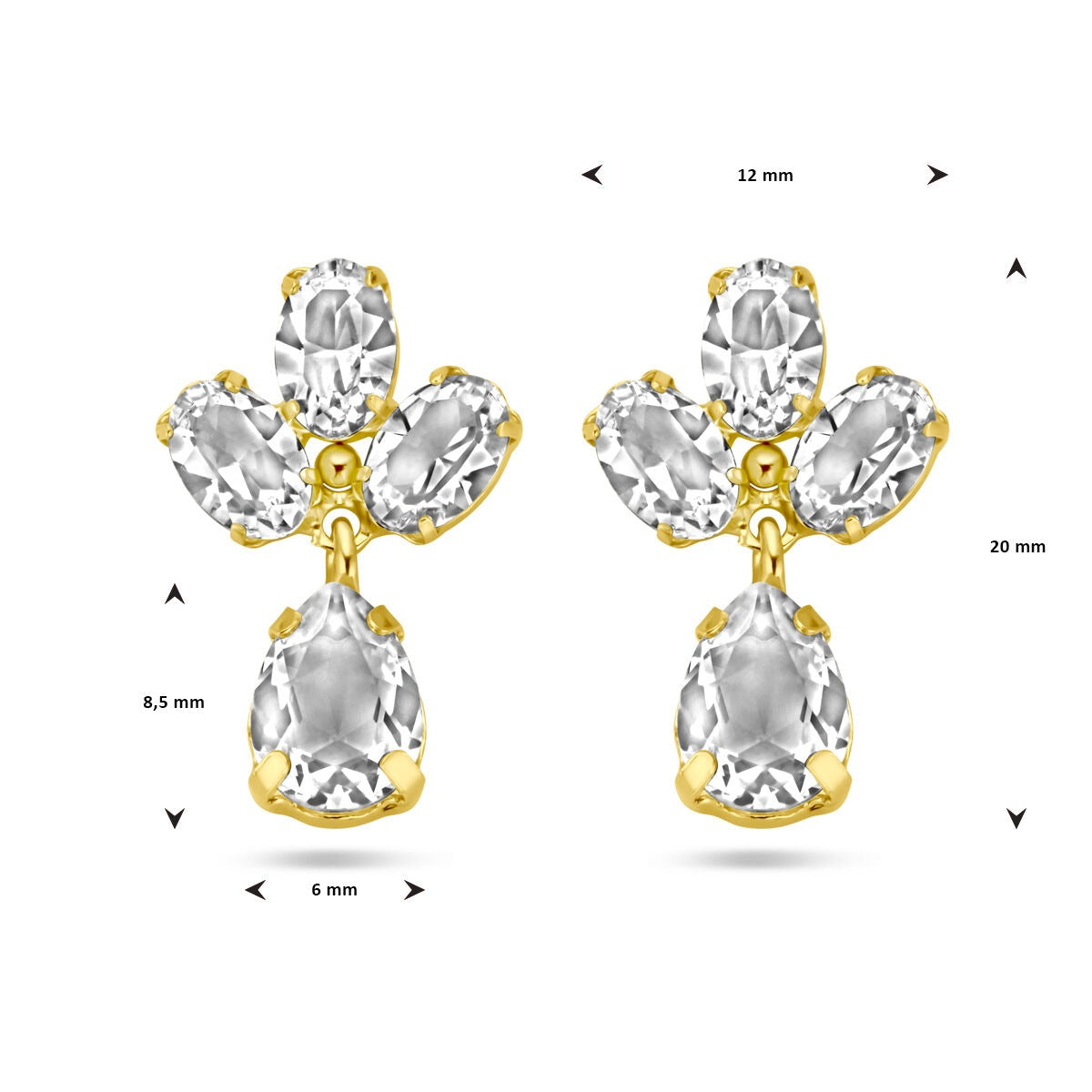 Vergoldete Silberohrringe mit Swarovski-Kristall – Gelbgold auf 925er Silber