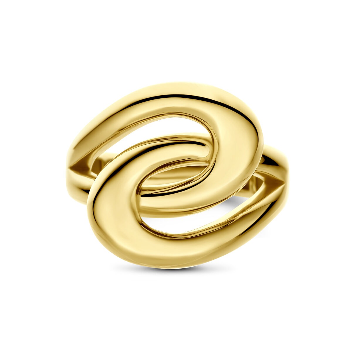 Damenring aus 14k Gelbgold mit geschwungenem, modernem Design